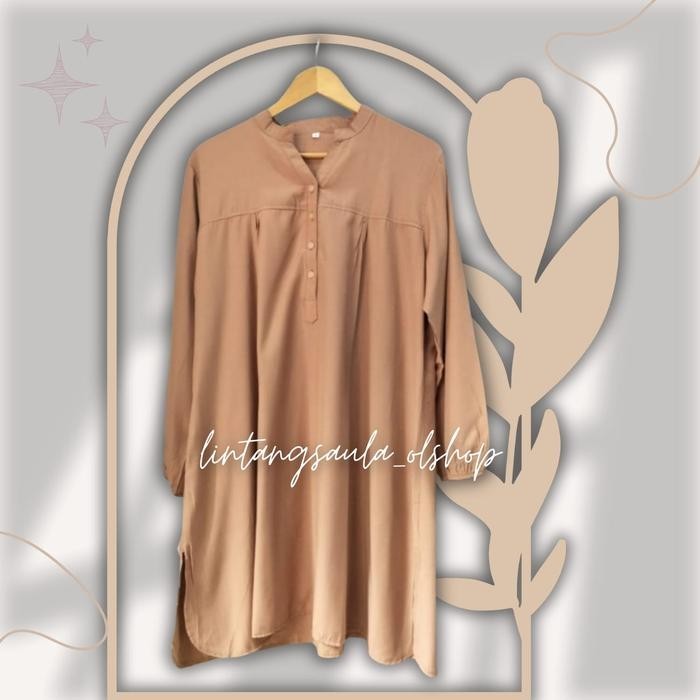 Tunik Polos Viscose Jumbo Coklat Susu - M
