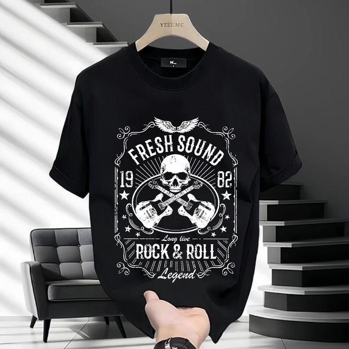 (COD) Desain Surat Asli Sederhana Longgar S-shirt lengan pendek untuk Pria Perburuan harta karun dar