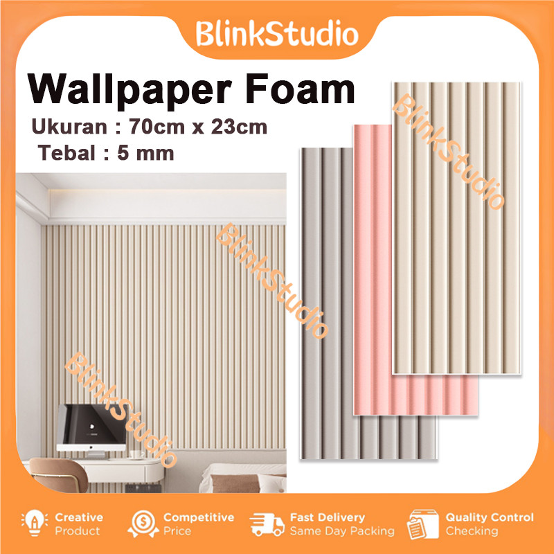 Wallfoam 3D / Motif Pola Garis / Walpaper Stiker Dinding PLAFON WALLPAPER Dekorasi Kamar 70×23cm