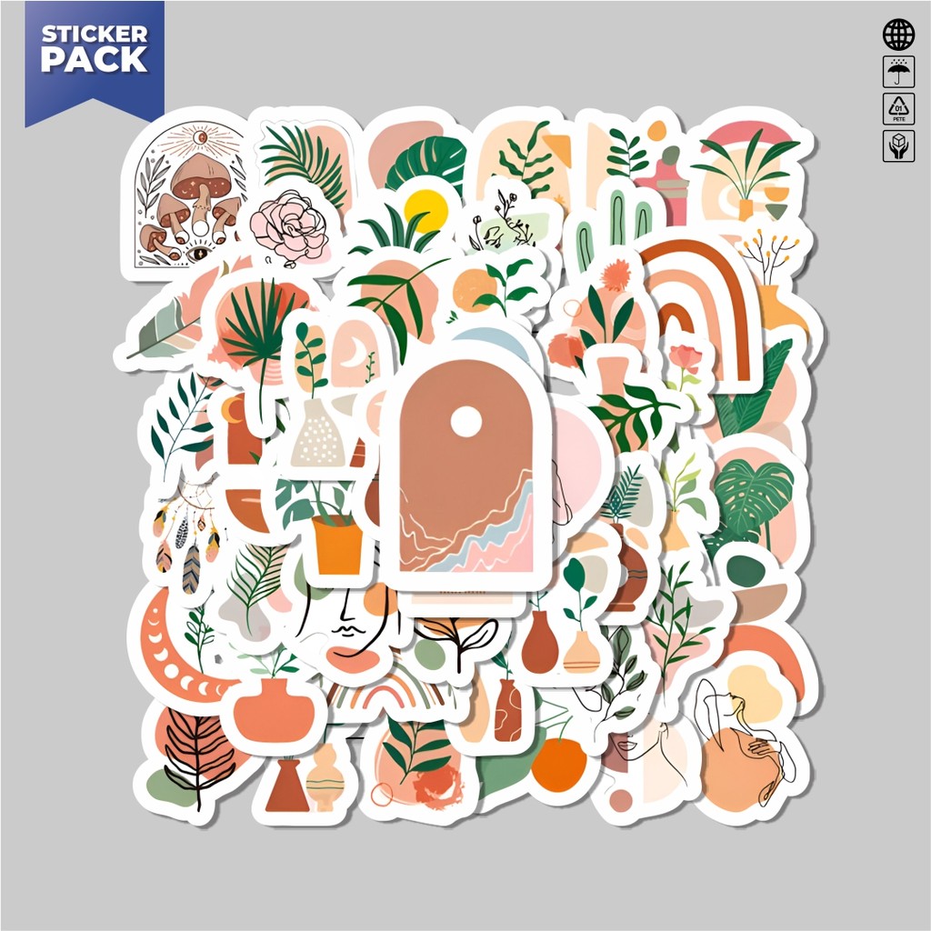 

[100PCS]Stiker Pack Stiker Seni Abstract Bohemian Aesthetic Vinyl Anti Air Dekorasi Sticker Laptop Buku Journal Koper Helm Casing HP Gitar Helm Skateboard