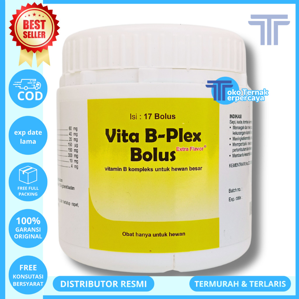 VITA B PLEX BOLUS 1 POT (17 BOLUS) MEDION - Vitamin B Complex Bolus Untuk Ternak Sapi Kambing Domba