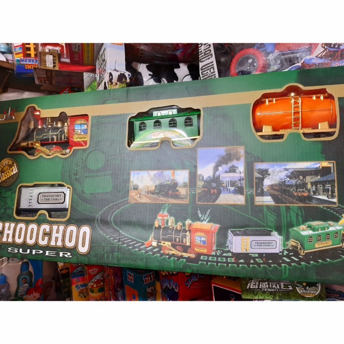 MAINAN ANAK KERETA API CLASSIC BATU BARA TRAIN TOY|menggunakan baterai - Hijau
