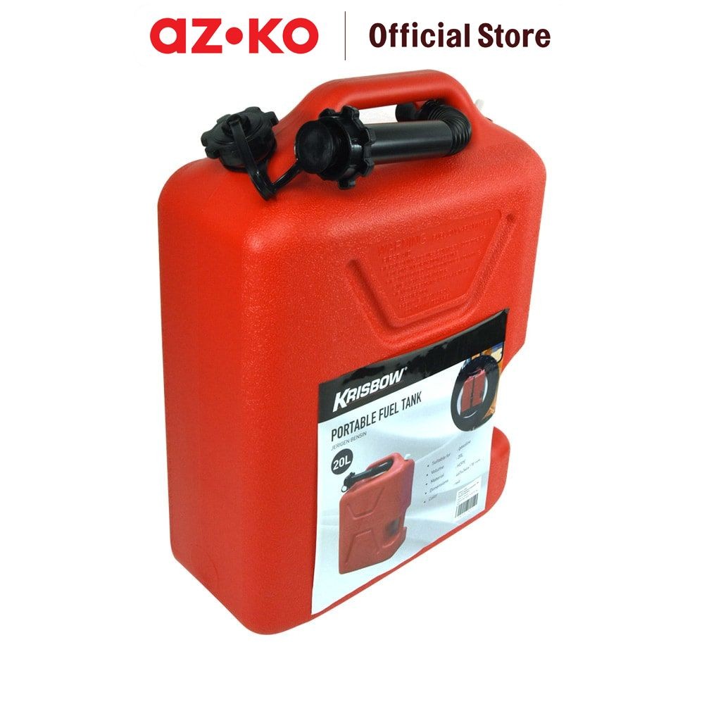 AZKO Krisbow Jerigen Bensin Plastik 20 ltr - Merah Tempat Bensin Bbm Jerrycan Jeriken Minyak Perleng