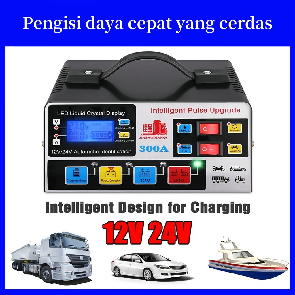 Super Alat Charger Aki Otomatis Smart Intelligent Auto Repair Mobil Pengisi daya 12v24v Charger Otom
