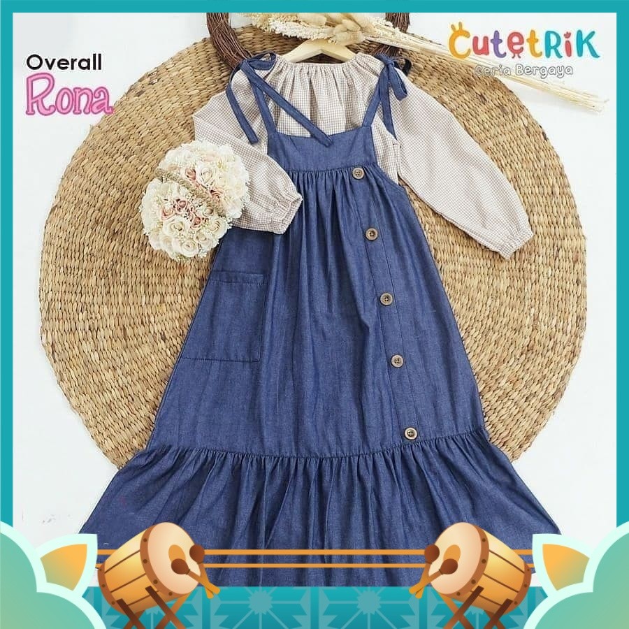 Gamis Anak Murah / Baju Gamis Anak Perempuan Usia 7 8 9 10 11 12 13 14 15 Tahun Rona Overall Set 2in