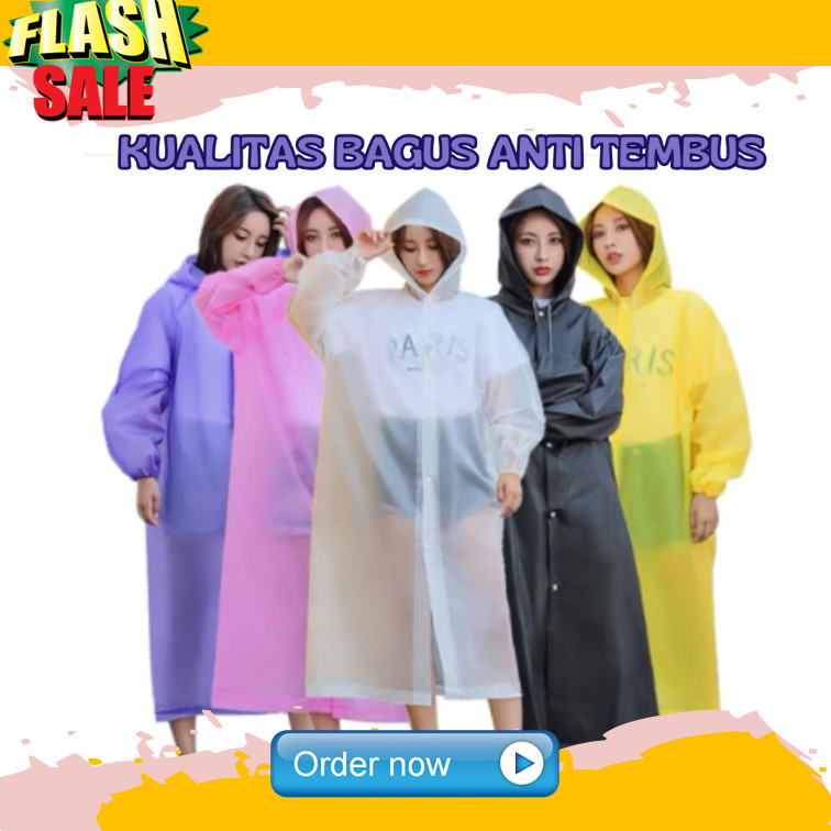 COD Jas Hujan Transparan Tebal Jumbo Jas Hujan Cewek Kekinian Jas Hujan Eva Cowok Ponco Raincoat Teb