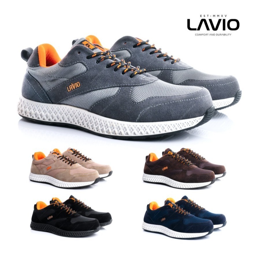 Sepatu Sneakers Pria Lavio Alden bahan Suede Safety Shoes Ujung Besi Cocok Untuk Kerja Lapangan