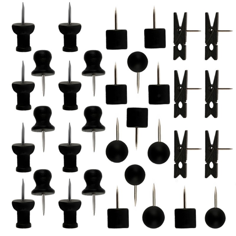 

230 Pieces Black Push Pins Large Wooden Thumb Tacks Cork Push Pins for Bulletin Cork Boards Map Photos Calendar Project