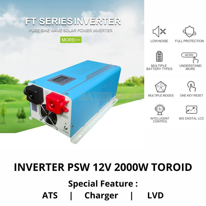 Inverter Offgrid 12V 2000 watt Trafo Toroid Include Charger | ATS tanpa Jeda Merk SNADI Untuk PLTS