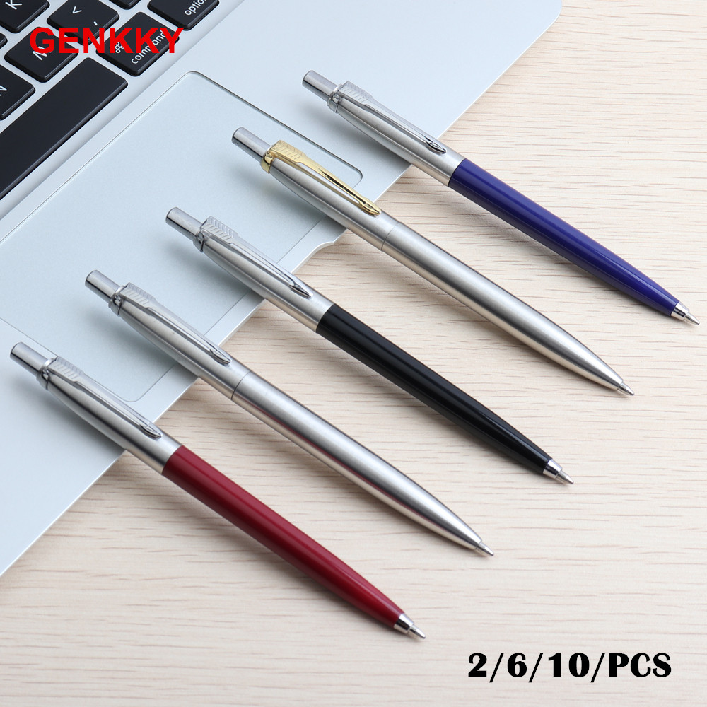 

2/6/10/PCS Metal Ballpoint Pen Promotional Pens G2 Refill Blue Ink Automatic Ballpoint Pens Set For School stationery office Pen