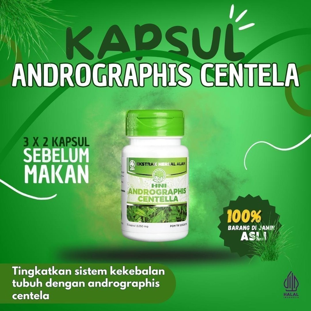 

TERMURAH Andrographis Centella HNI HPAI isi 75 kapsul Herbal antibiotik alami dan penurun demam