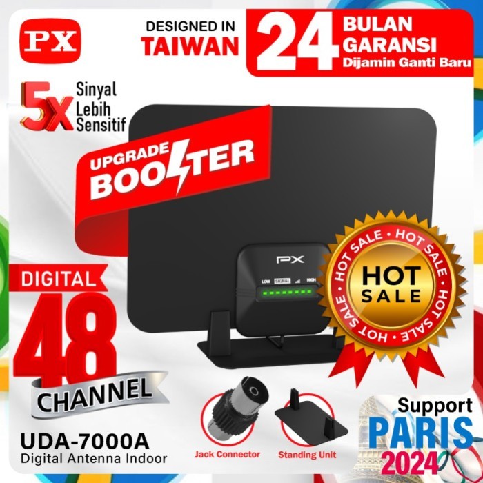 Antena TV Digital PX UDA-7000A Antena TV Digital Indoor Dinding DVB-T2 + Booster LED
