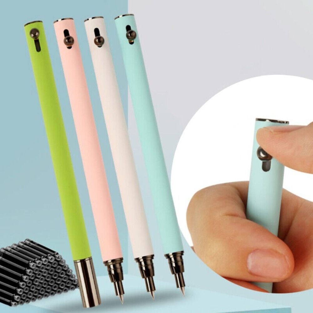 

Metal Press Type 0.38mm Ink Fountain Pen Retractable EF Nib Converter Filler Pen Students Stationery School Office Supplies