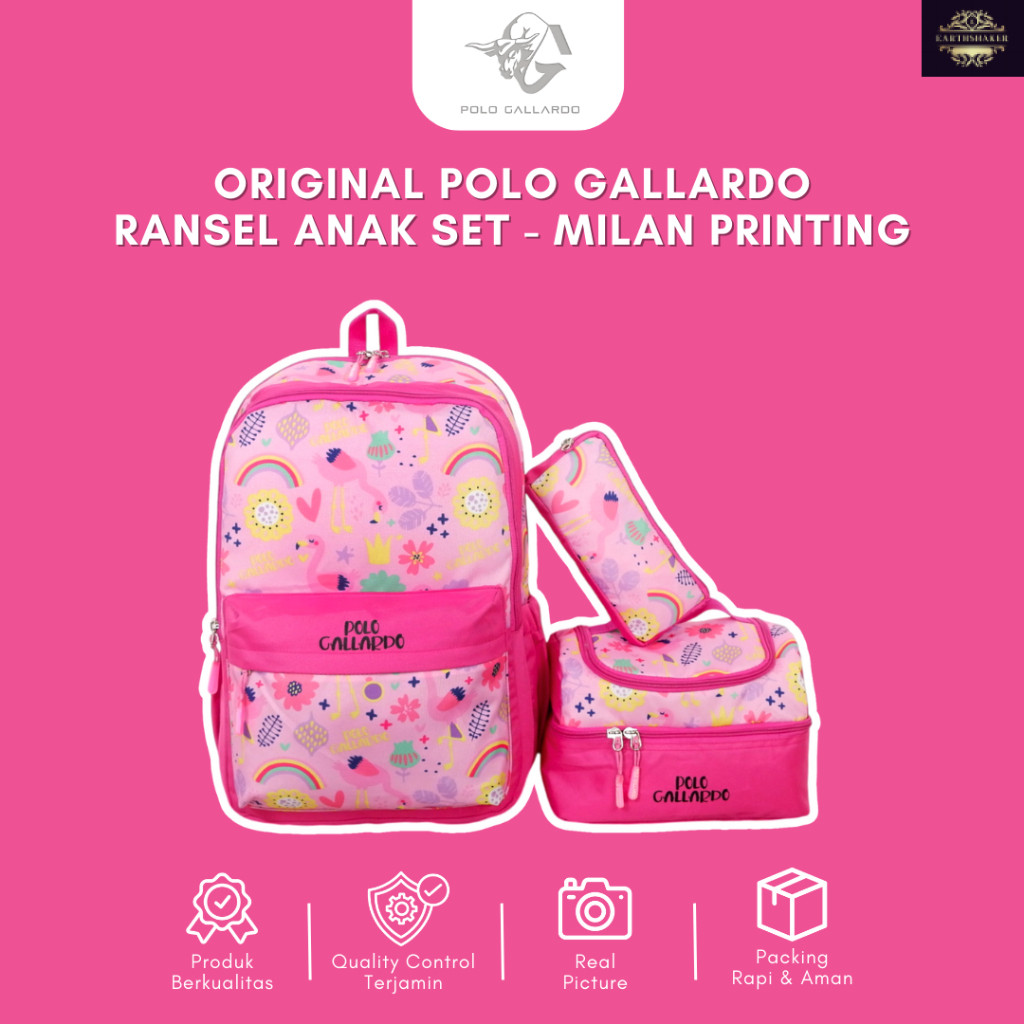 Tas Ransel Lunchbox Sekolah Anak Perempuan Polo Gallardo Snappy Backpack Cewek Cowok Kotak Bekal