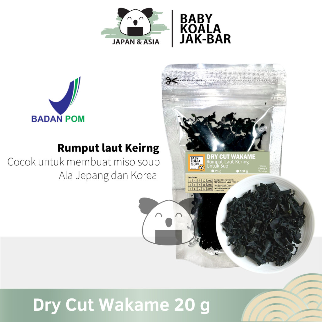 

DRY WAKAME Rumput Laut Kering 20 g │ Dried Cut Wakame Import for Miso Sup Ramen Udon – BKJ
