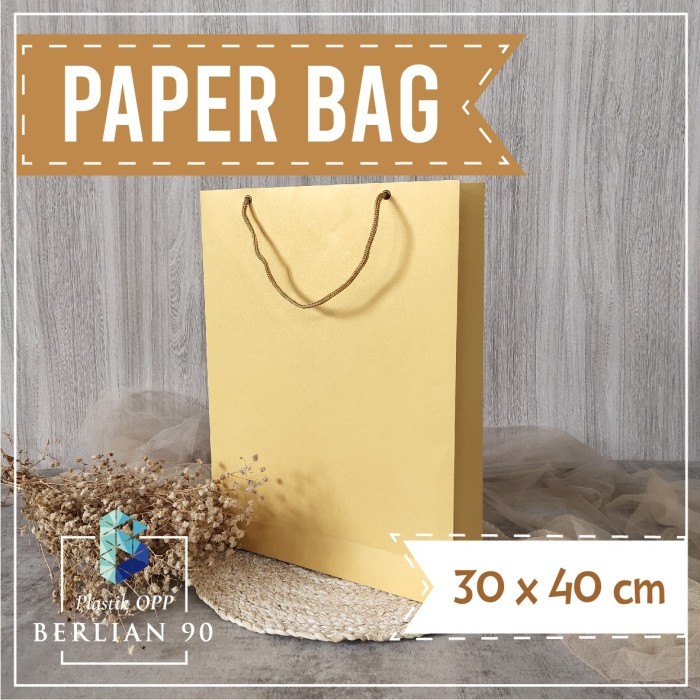 

Paper Bag Polos Warna 30 x 8 x 40 cm Tas Kertas Warna - gold