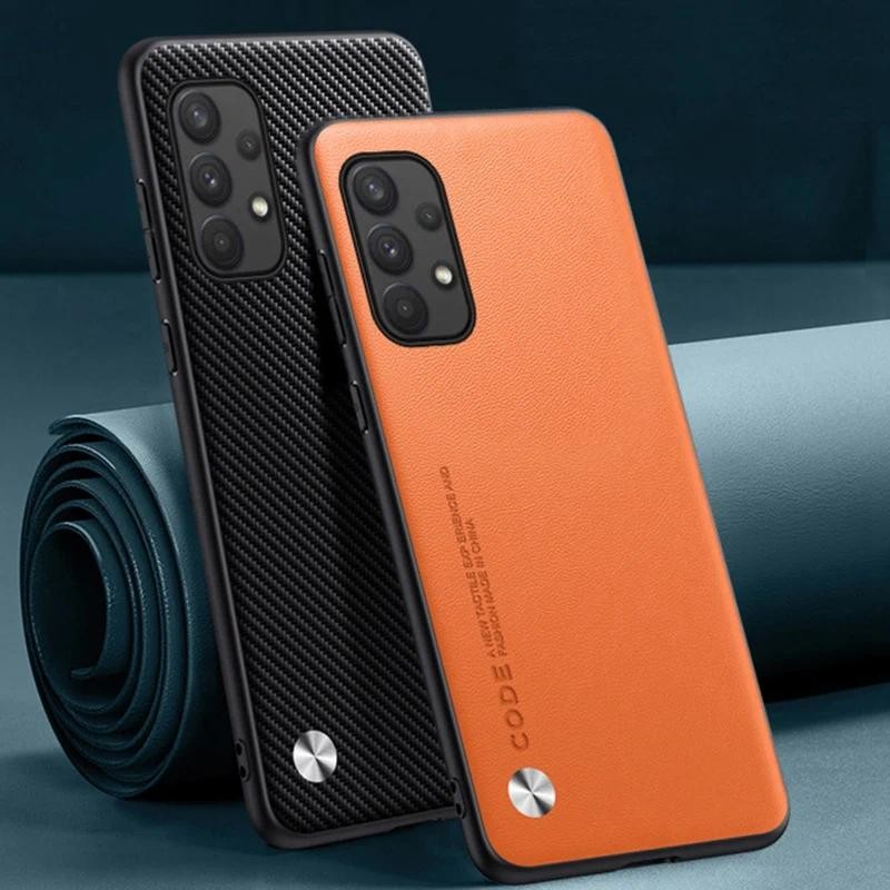 Casing HP Samsung Galaxy A13 4G Samsung A13 4G Phone cover Serat Karbon PU Anyaman Kulit Kulit Keras