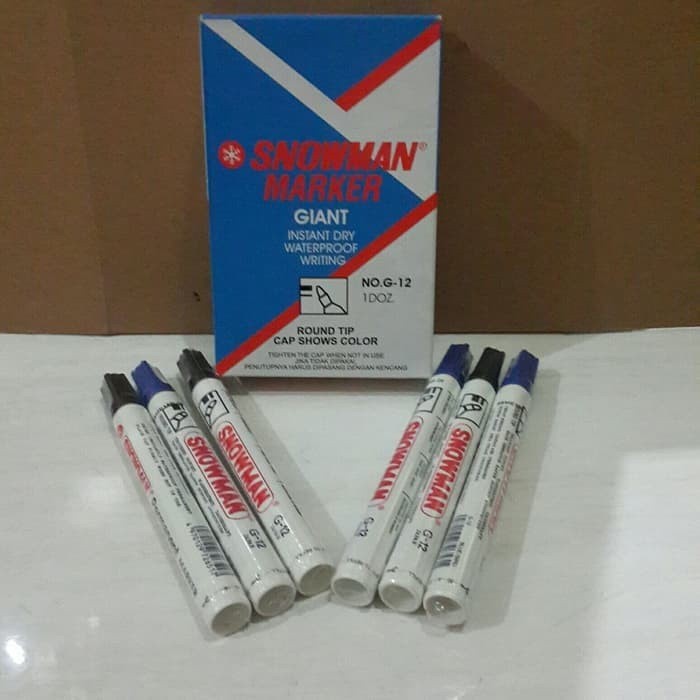 

I* Spidol Snowman Permanent Marker BG 12 Tinta Permanen BG12 White Board Papan Tulis Hitam Biru Merah