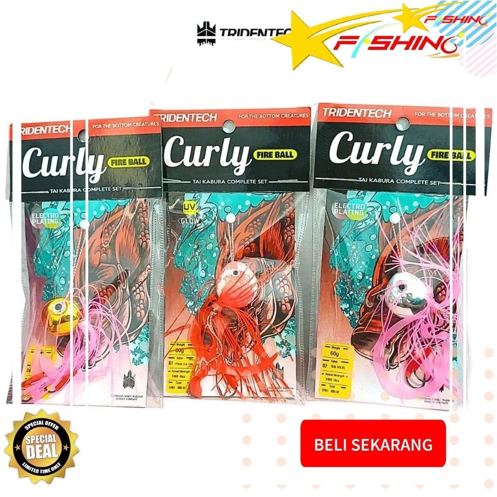 Lure Curly Fire Ball Umpan Mancing Laut Tairaba Slow Jigging Action Gurita / Ubur-Ubur Cocok Target 