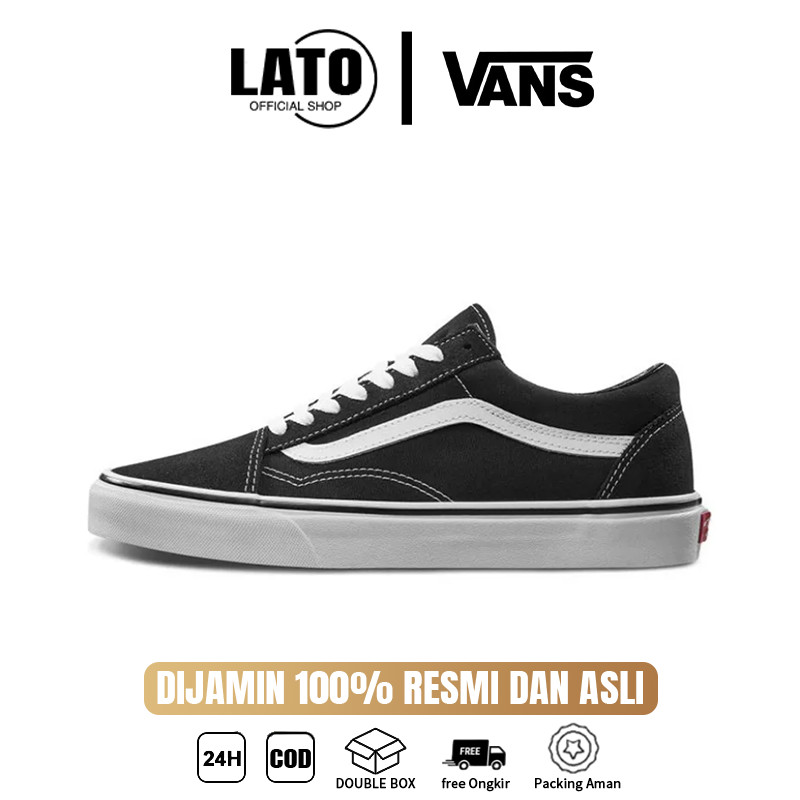 Vans Old Skool 100%Original Black White Sepatu Pria Classic Distro Uniseks SIZE 36-45 Sepatu Wanita 