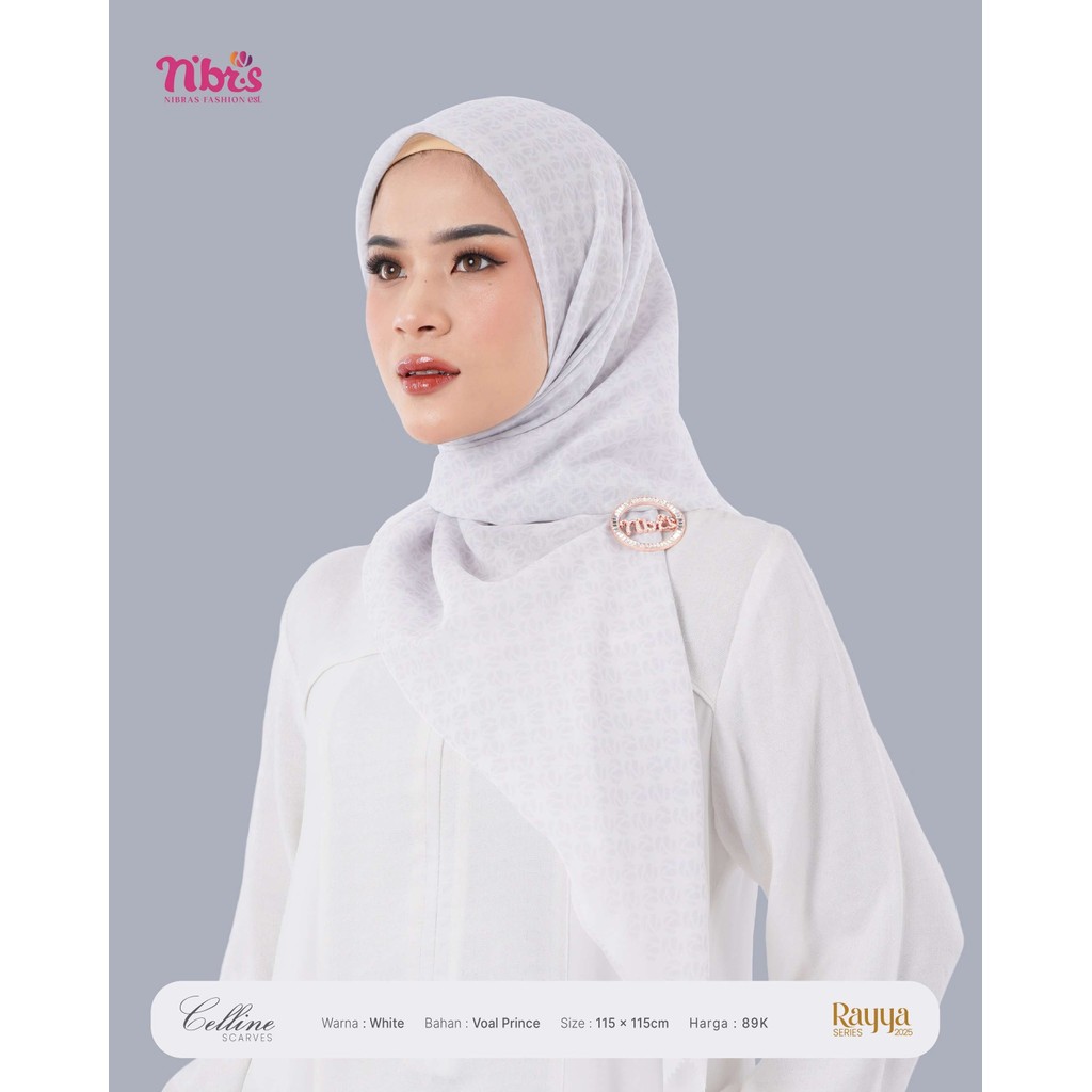 Nibras Hijab Segi Empat Premium Celline Scarves | Hijab Segi Empat Motif Premium Terbaru | Hijab Nib