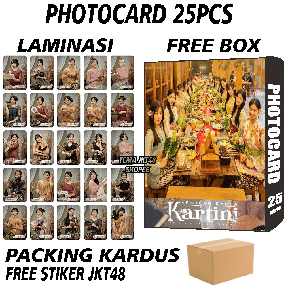 PHOTOCARD JKT48 LAMINASI FREE BOX 1 SET WONDERLAND CHATIME THEATER BLACKBRIDE RAMUN KARTINI JKT48