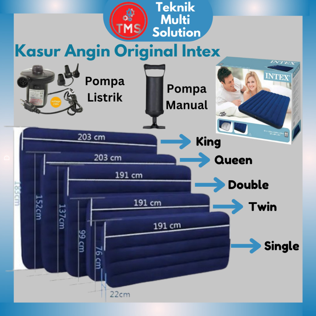 ORIGINAL Kasur Angin INTEX SINGLE TWIN DOUBLE QUEEN KING Airbed DURABEAM FIBER-TECH KASUR CAMPING