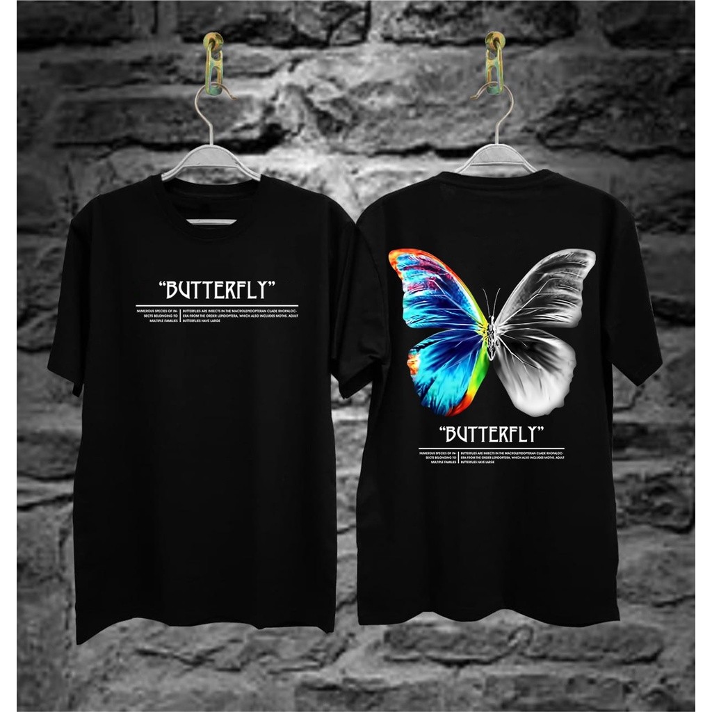 BAJU KAOS MOTIF KUPU KUPU // KAOS DISTRO BUTTERFLY // KAOS PRIA KEREN // KAOS MURAH // KAOS PRIA DIS