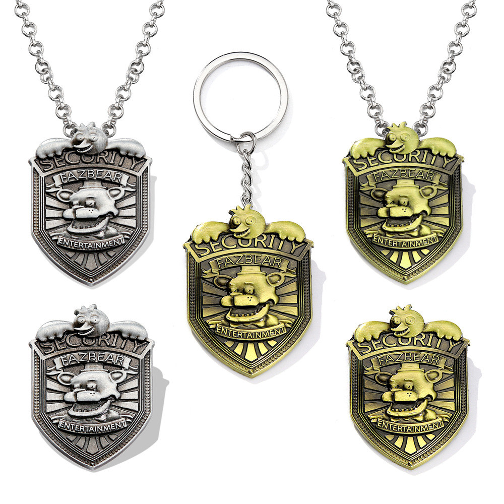Game merchandise Teddy Bear Bros Vintage Perisai Perunggu Halloween Kalung Liontin Pin Lencana Logam