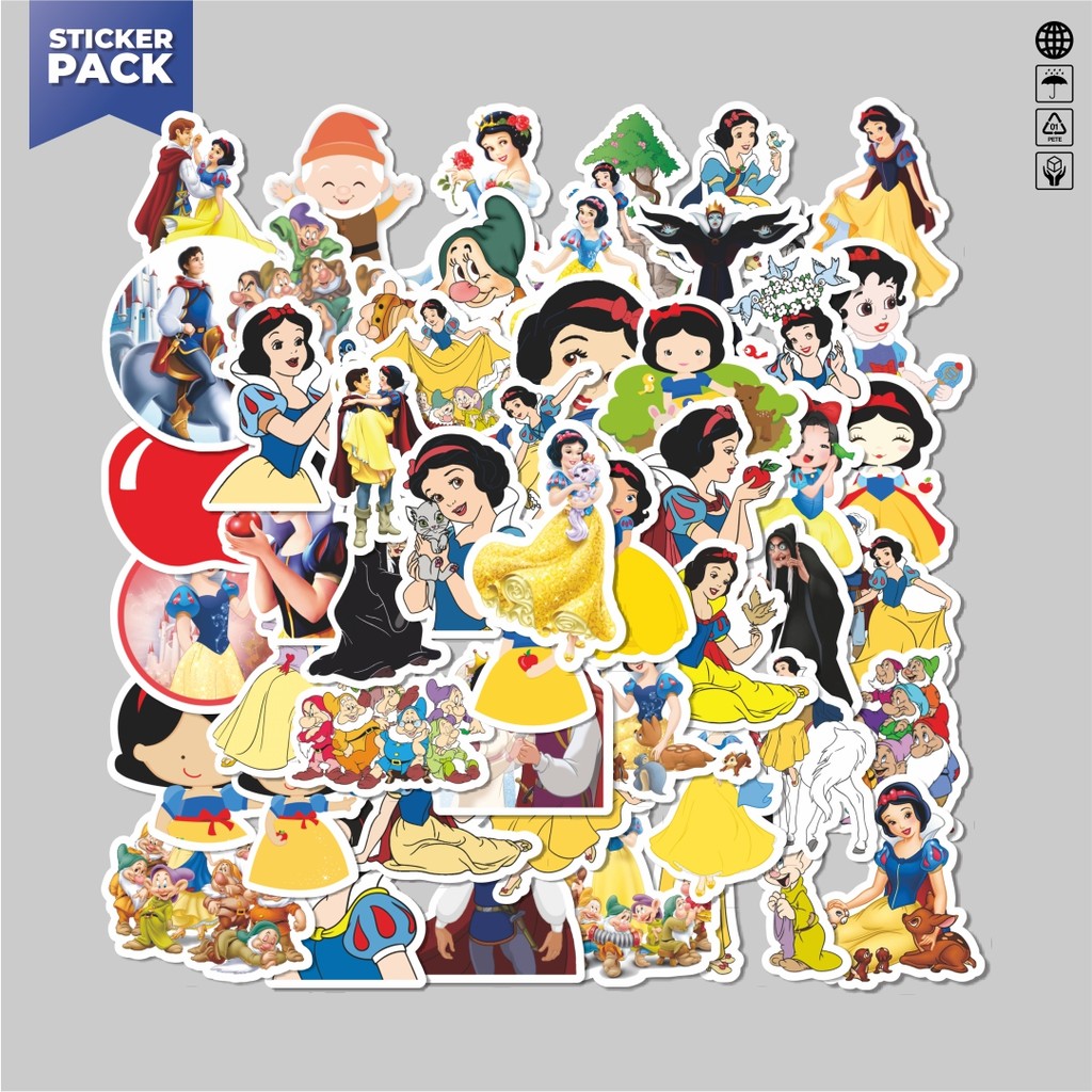 

[100PCS]Stiker Pack Stiker Kartun Disney Princess Snow White Aesthetic Vinyl Anti Air Dekorasi Sticker Laptop Buku Journal Koper Helm Casing HP Gitar Helm Skateboard