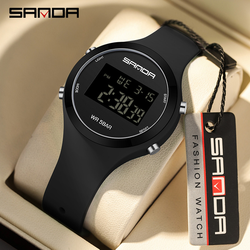SANDA Jam Tangan Wanita Digital Chronograph Elegan Tahan Air Jam Tangan Elektronik Anak Perempuan Ta