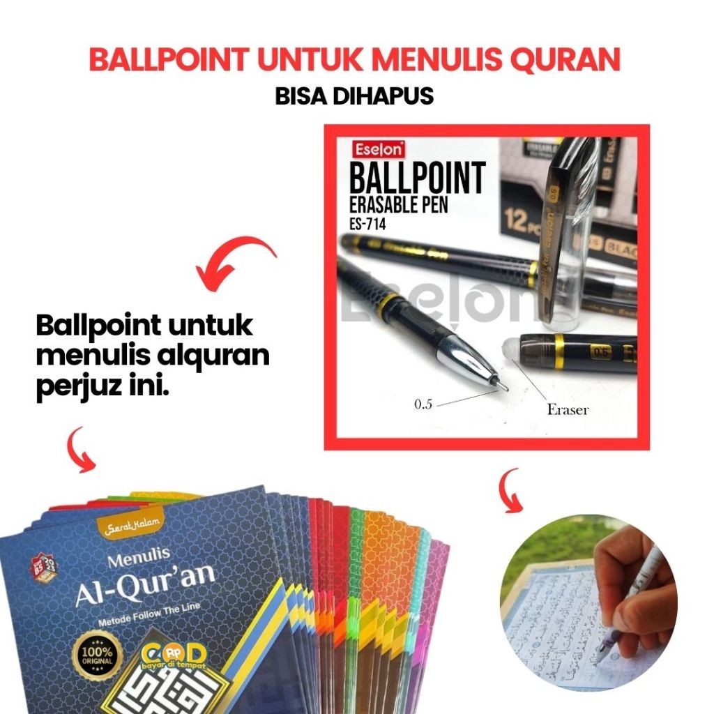 

Ballpoint - Pulpen - Bolpen Bisa dihapus untuk Menulis Al Quran Tulis (Serat Kalam)