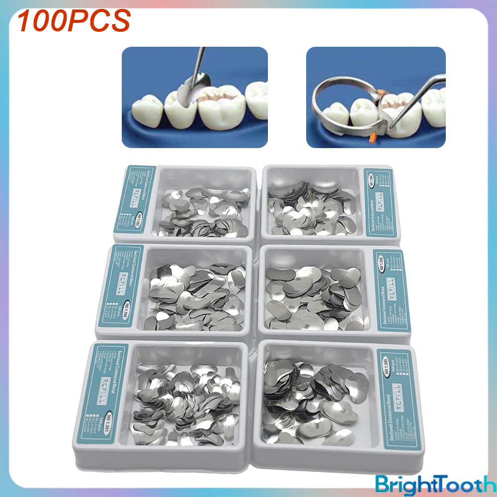 isi 100 pcs Dental matrix band proksimal anterior / matriks sectional anterior matriks metal logam g