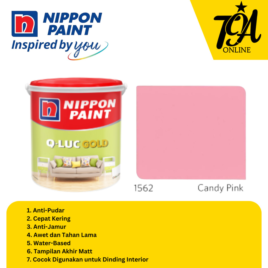 NIPPON PAINT Qluc Gold Cat Tembok Interior 1562 Candy Pink 4,5 KG