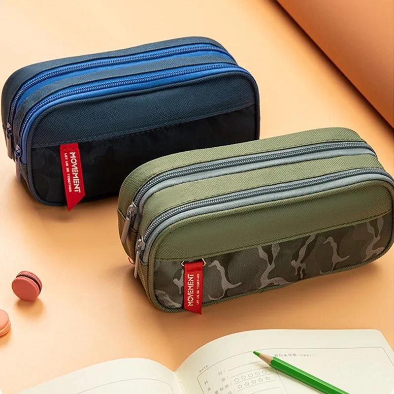 

Army Camouflage Pencil Case Large Capacity Pencil Pouch Double Zipper Canvas Pencil Bag Back to School Stationery Supplies Gift