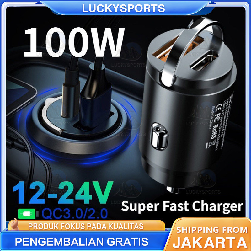 100W Casan Mobil Super Cepat Pengisi Daya Cepat Charger Usb Mobil Casan Hp Buat Di Dalam Mobil Mobil