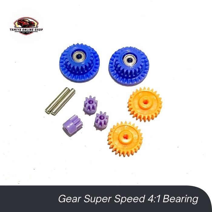 Rep Tamiya 15355 Gear Super Speed 4:1 Bearing Gear Biru Orange Gear Double Shaft MA/MS/AODA Chassis