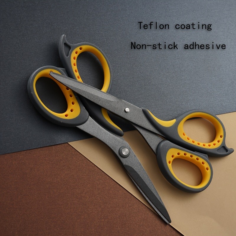 

Professional Teflon-Coated Metal Scissors - Non-Stick, Sharp Blades for Adhesive Tape & Crafts, Rust-Proof, Multi-Purpose Office