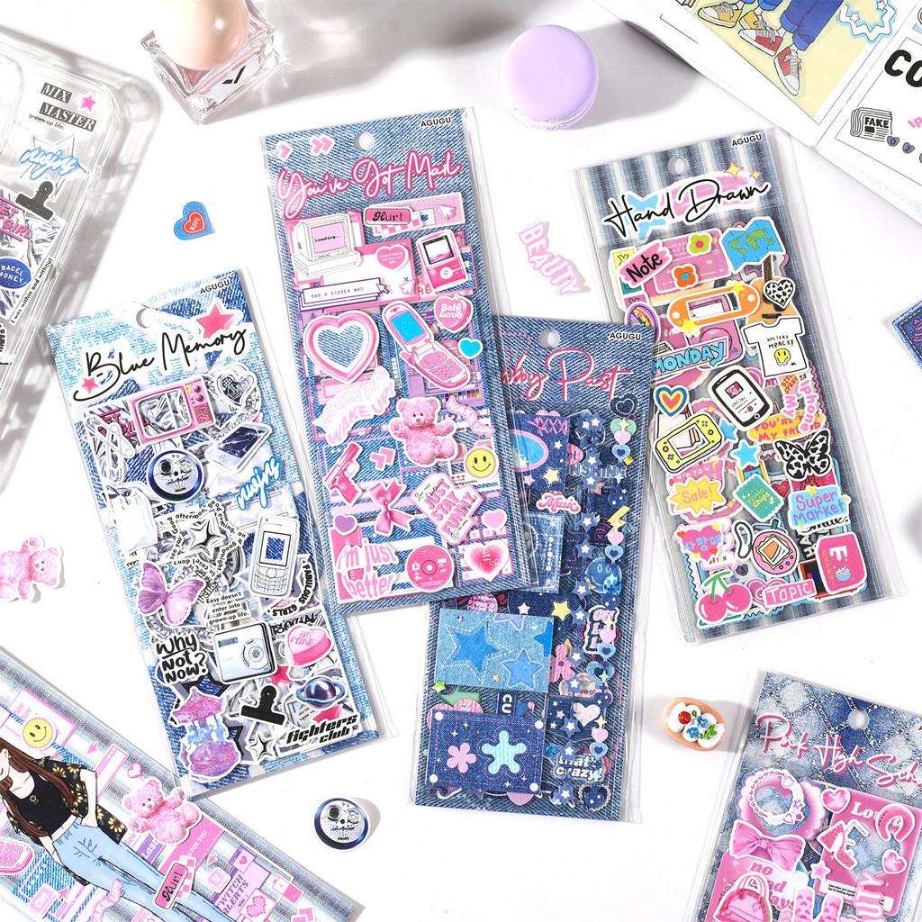 

3 pcs INS Kawaii Cartoon Flat sticker Decorative Stick Labels Diary Album Stationery Sticker DIY Scrapbooking Material