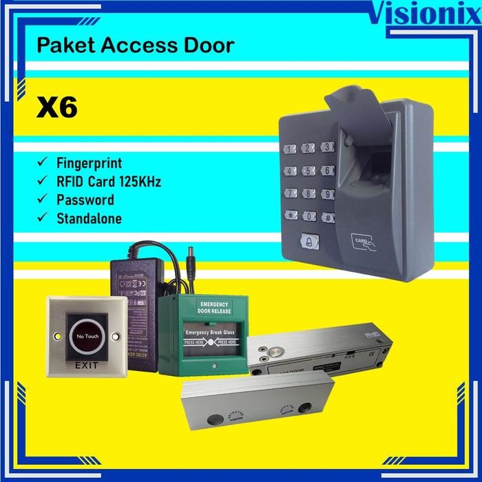 

Paket Access Door Fingerprint X6 Access Control Pintu Kaca Frameless