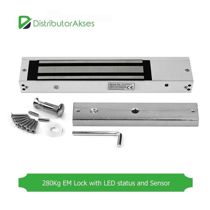 

EM Lock Magnetic Lock 280Kg 600Lbs with LED status dan Sensor