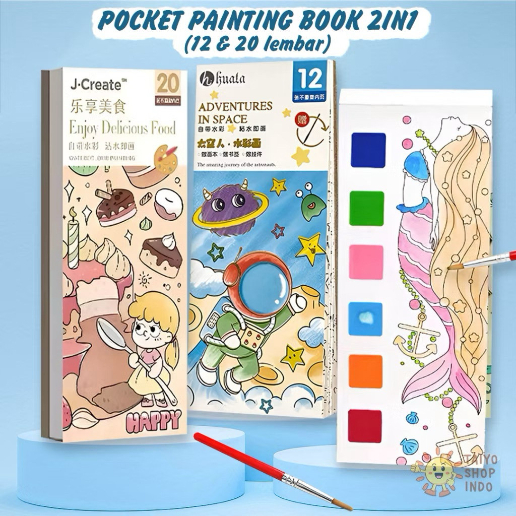 

Set Alat Lukis Cat Air Water Painting Color Book Isi 12 pcs + kuas