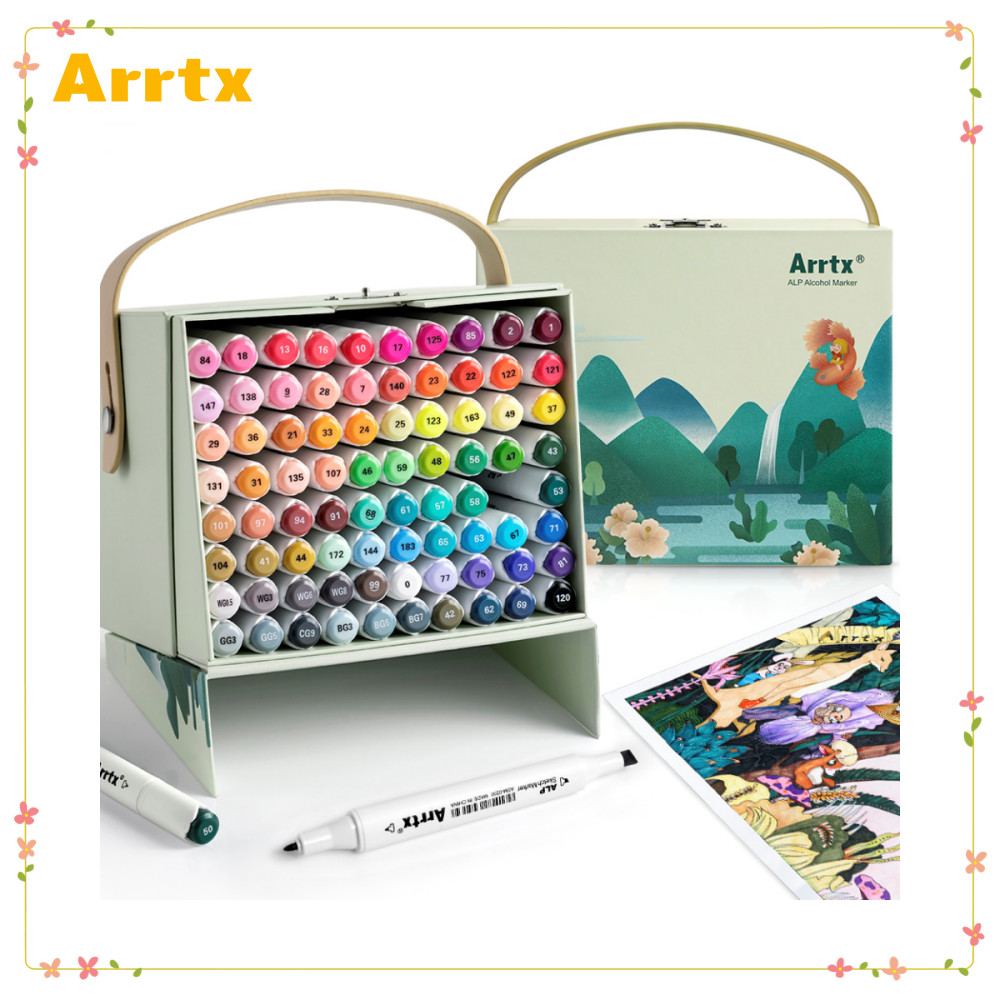 

Arrtx Alcohol Markers ALP 80 Colors Dual Tips Permanent Drawing Art Markers for Artists Adult Coloring Illustration Design Anime