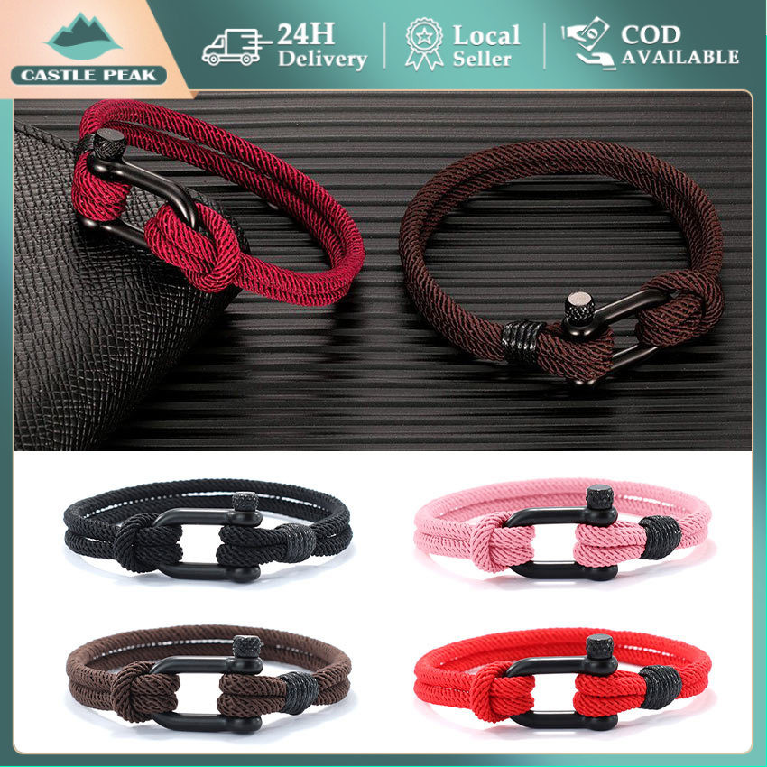 Gelang Tali Bahan Stainless Steel Titanium Steel Untuk Pria Gelang Pria Keren Cowok Laki Tali tenun 