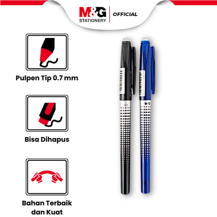 

M&G Pulpen Gel Bisa Dihapus Premium Gel Pen Erasabel 0.7 mm Hitam Dan Biru Dapat Dihapus Dengan Penghapus Pen