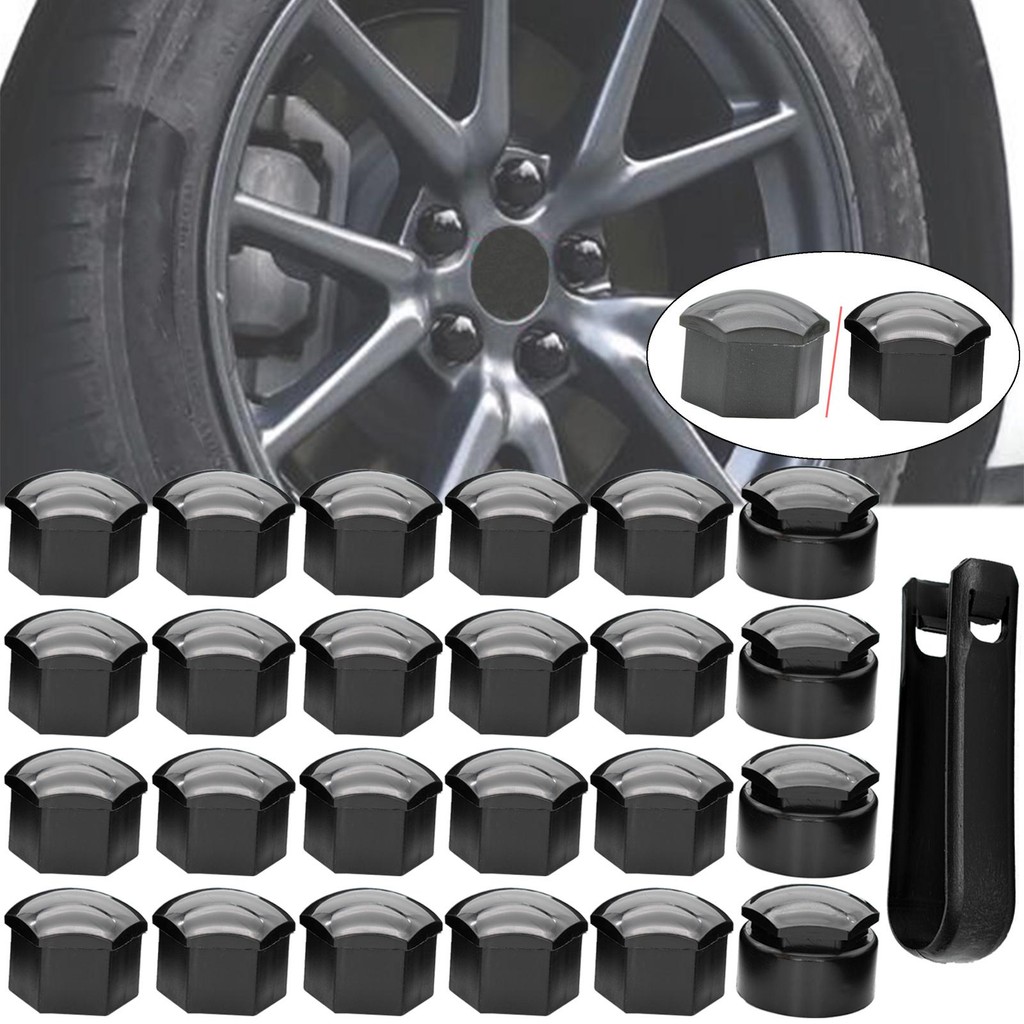 

17MM 24Pcs Black/Grey Car Wheel Nut Cap Protection Covers Caps Tool Anti-Rust Auto Hub Screw Cover Tyre Bolt Exterior Decoration