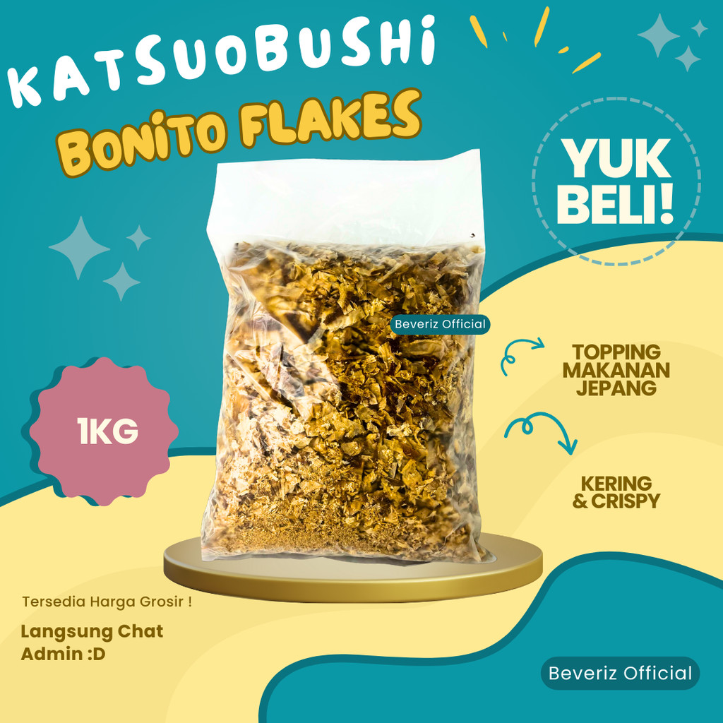 

BEVERIZ Katsuobushi Bonito Flakes 1KG / 1000g (DASHI, TAKOYAKI, OKONOMIYAKI) {BISA COD} { Tersedia Harga Grosir}