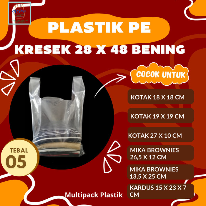 

Kantong Plastik / kresek PE uk 28 x 48 Bening Transparan dan Tebal