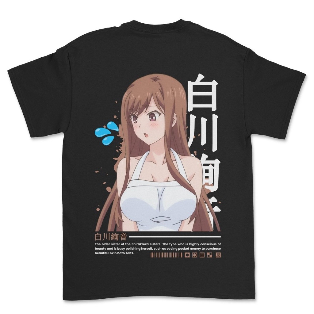 T-Shirt Overflow Shirakawa Ayane Kaos Anime Kaos Pria Katun 100% Combed 24s