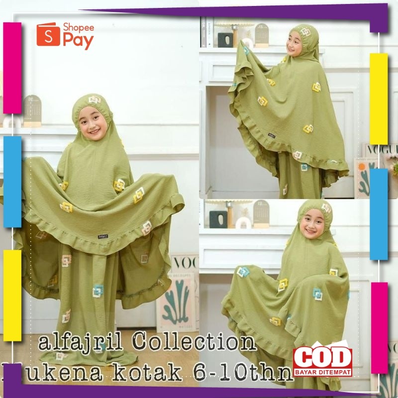 [PREMIUM ORIGINAL] TERLARIS (COD) MUKENAH ANAK SIZE 6-10 TAHUN Bahan Cringkle Bordir Adem Motif Murc